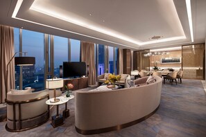 Presidential Suite, 2 Bedrooms | Living area | LCD TV, DVD player, MP3 dock